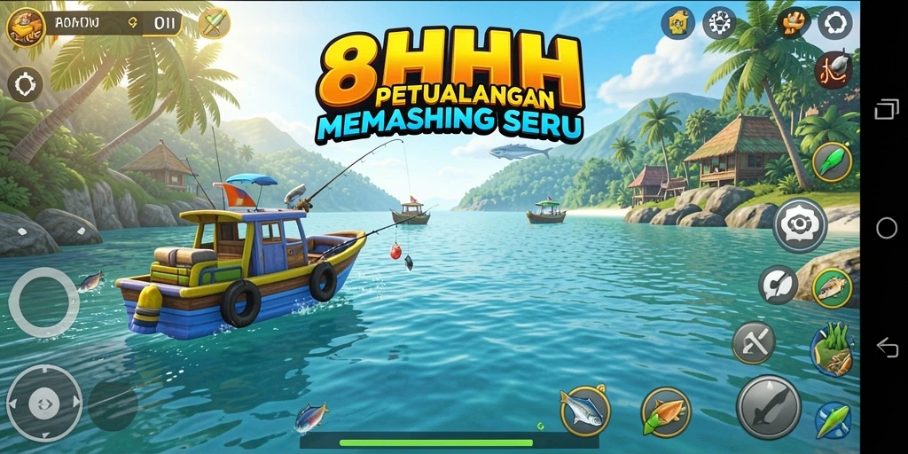 Screenshot gameplay <strong>8HHH</strong> menunjukkan pengalaman memancing yang mendebarkan.