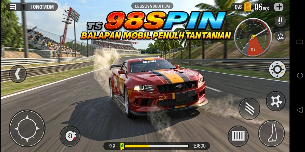 Tampilan gameplay menarik di 98SPIN dengan mobil balap cepat.