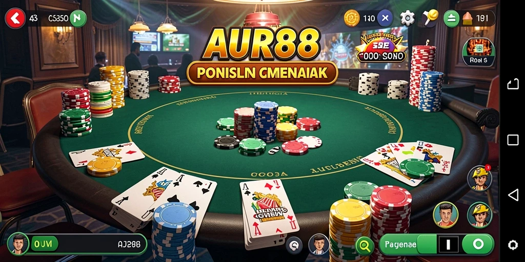 Screenshot AJR88 menampilkan gameplay Poker yang kompetitif dan seru.