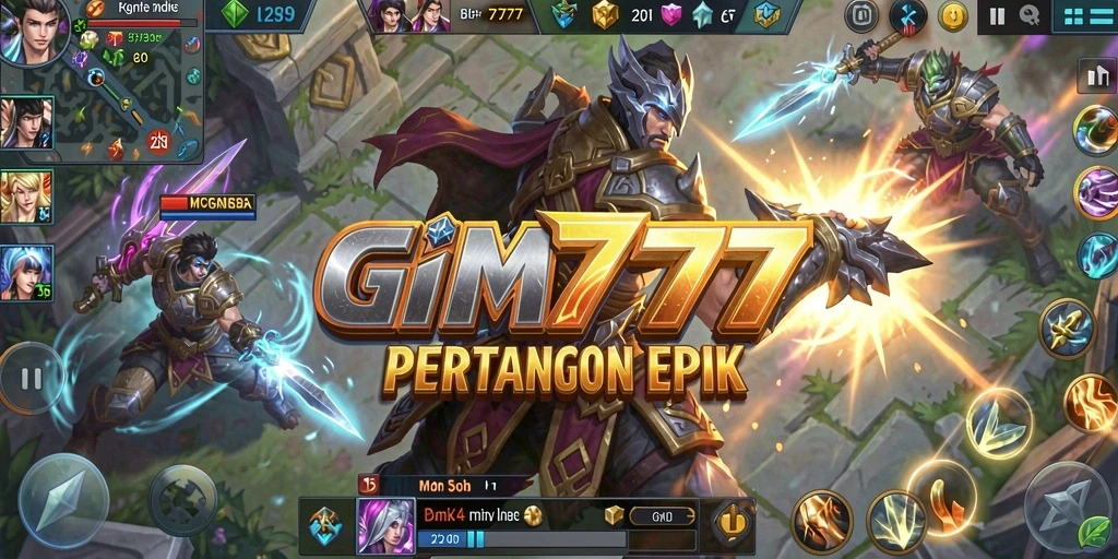 Gameplay seru GIM777 dengan pertarungan MOBA yang mendebarkan.