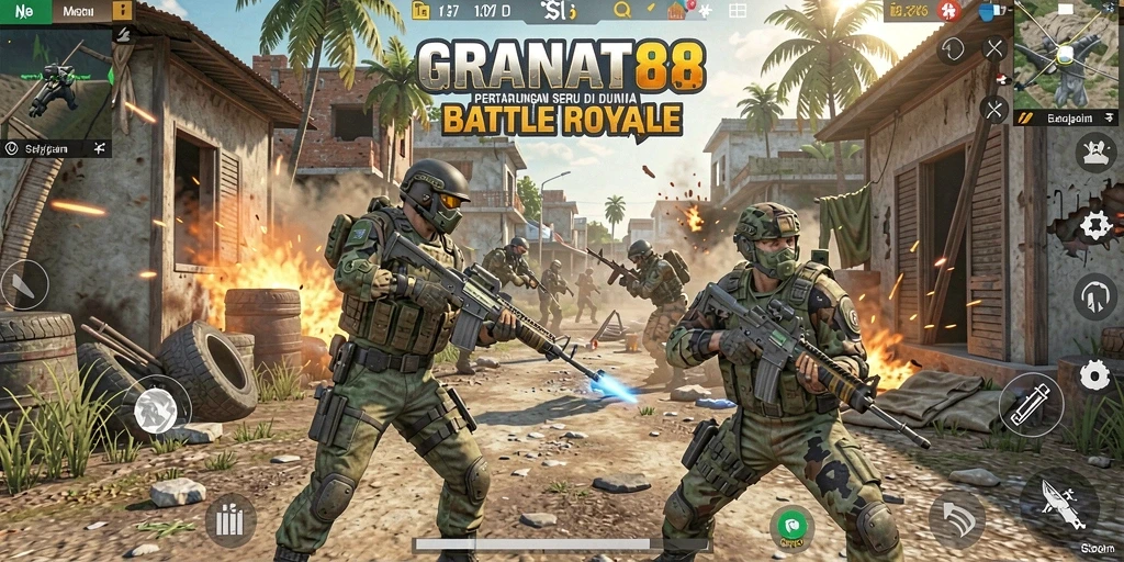 Tampilan gameplay GRANDAT88 yang mendebarkan dalam pertempuran Battle Royale.