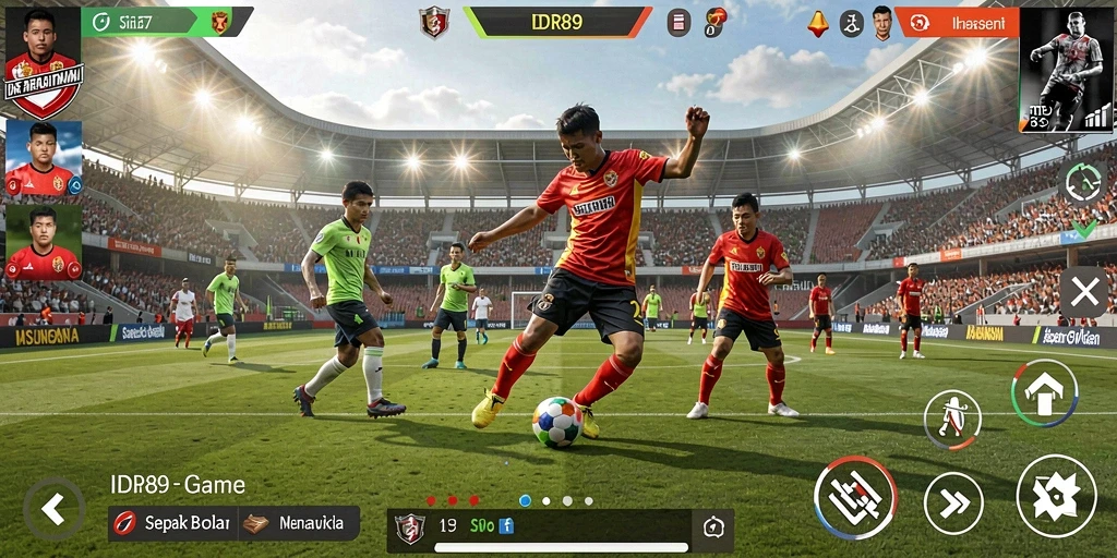 Tampilan gameplay menarik dari game sepak bola IDR89.