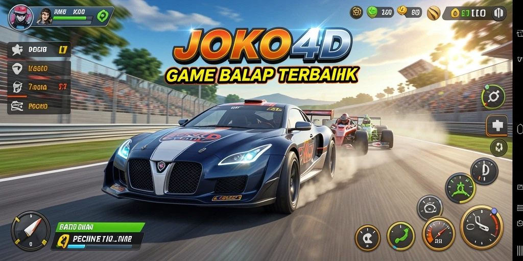 Screenshot gameplay JOKO4D menunjukkan balapan yang seru dan mendebarkan.