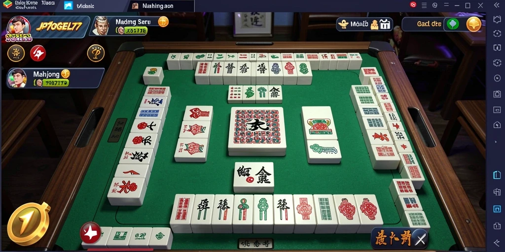 Screenshot gameplay JPTOGEL77 yang menampilkan tumpukan ubin Mahjong.