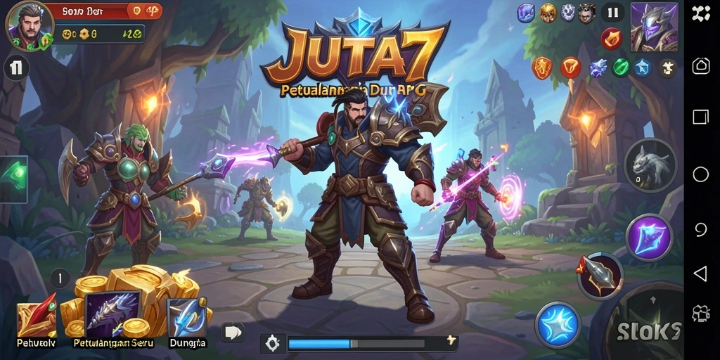 Screenshot dari gameplay seru <strong>JUTA7</strong> yang menampilkan pertarungan epik dan karakter.