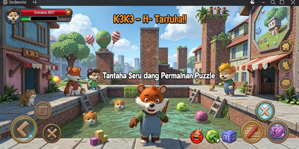 Screenshot K3K3 menampilkan tindakan mendebarkan saat menyelesaikan teka-teki.