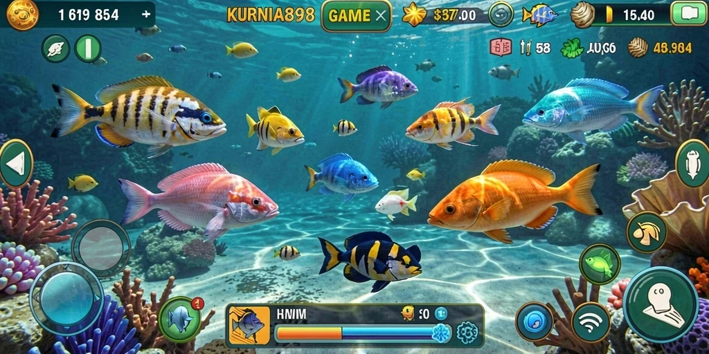 Tampilan gameplay KURNIA898 yang menarik dengan aksi menembak ikan.
