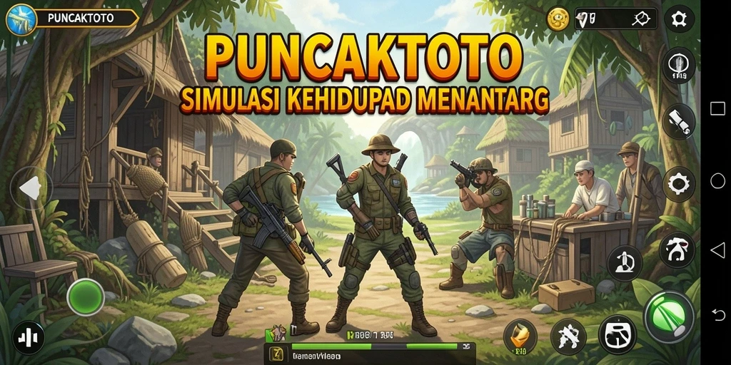 Screenshot gameplay PUNCAKTOTO menampilkan interaksi karakter yang kaya.