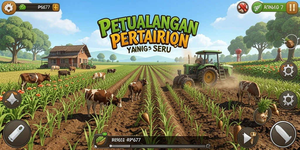 Gameplay menarik di RP6677 dengan petani dan ladang subur.