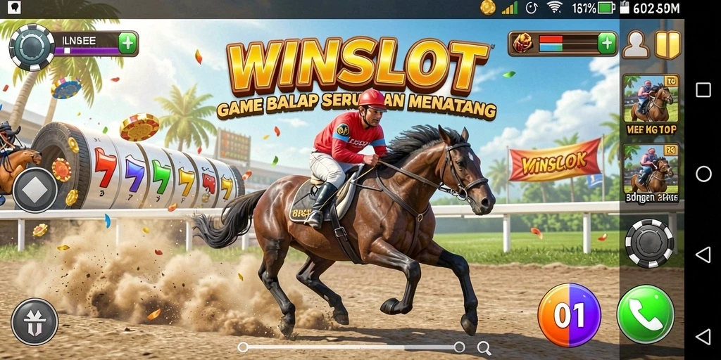 Tampilan gameplay WINSLOT dengan balapan yang seru dan menegangkan.
